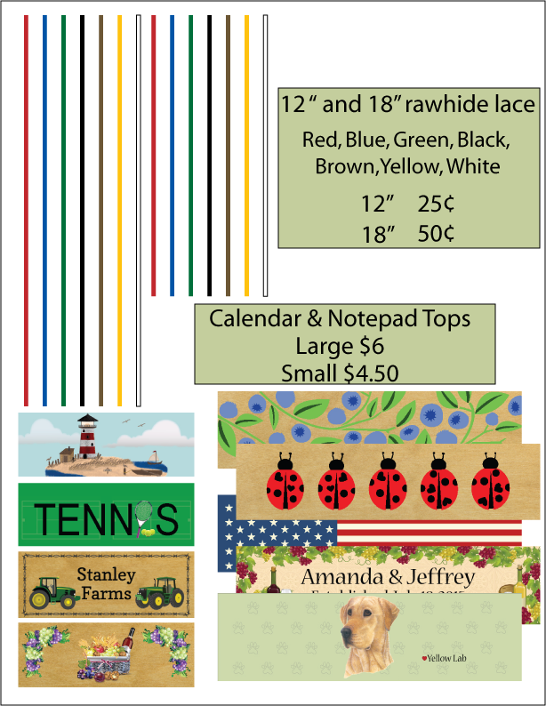 Calendar Tops, Backs & Laces (image for) Calendar Tops, Backs & Laces